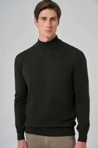 Modazone Erkak Haki Basic Yarim Baliqchi Yaka Dynamic Fit Rahat Kesim Triko - 4