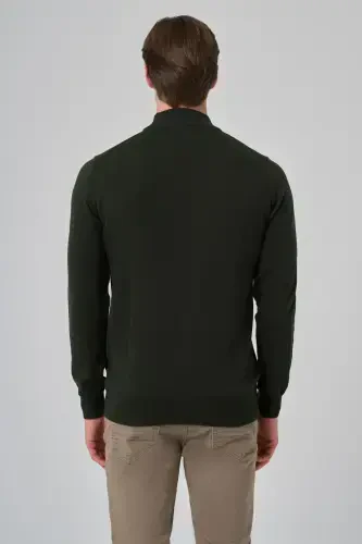 Modazone Erkak Haki Basic Yarim Baliqchi Yaka Dynamic Fit Rahat Kesim Triko - 5