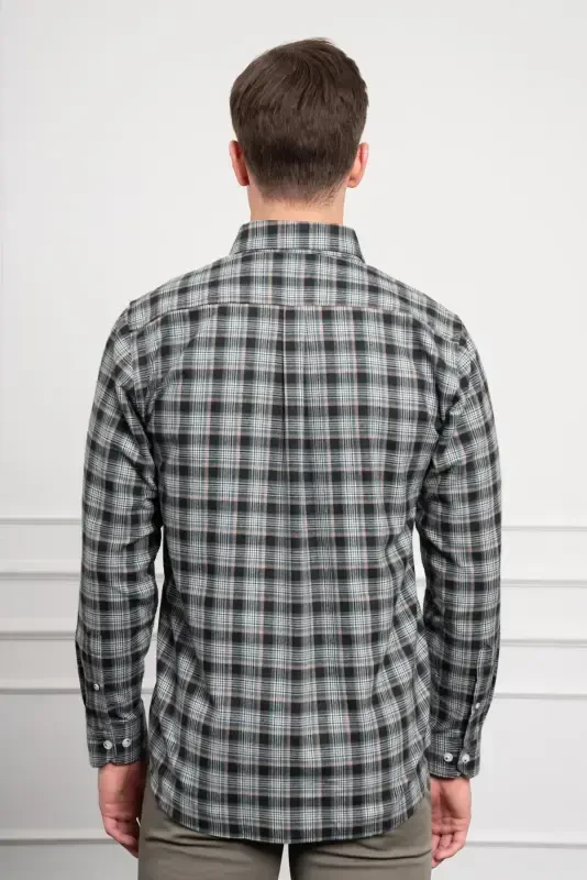 Modazone Erkak Haki Qishki Tugmali Yoqali Regular Fit Ko'ylak - 6