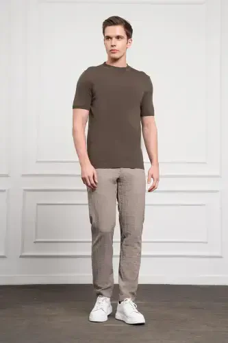 Modazone Erkak Haki Trend Velosiped Yoqali Dinamik Fit Qulay Kesim Rayon Futbolka - MORVEN (1)