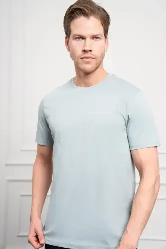 Modazone Erkak Indigo Basic Velosiped Yoqali Dynamic Fit Paxta T-Shirt - 4