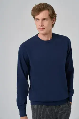 Modazone Erkak Indigo Basic Velosiped Yoqali Dynamic Fit Qulay Kesimli Triko 