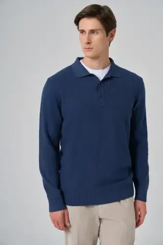 Modazone Erkak Indigo Trend Polo Yoqali Dynamic Fit Qulay Kesimli Triko - 3