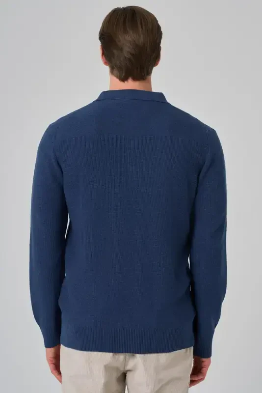 Modazone Erkak Indigo Trend Polo Yoqali Dynamic Fit Qulay Kesimli Triko - 5