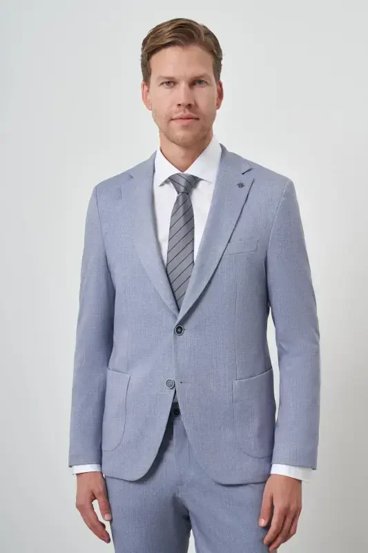 Modazone Erkak Indigo Trend Slim Fit Mono Yoqa Takım Elbise - 1