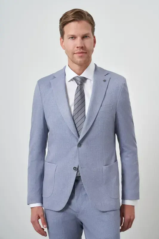 Modazone Erkak Indigo Trend Slim Fit Mono Yoqa Takım Elbise - 4