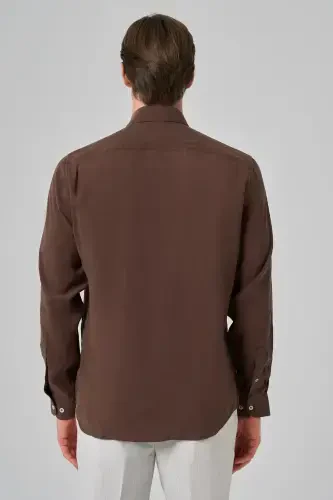 Modazone Erkak KAHVA Dynamic Fit Tugmali Yoqali Modal Ko'ylak - 4