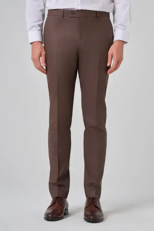 Modazone Erkak KAHVA Klassik Slim Fit Tor Kisim Pantolon - 2