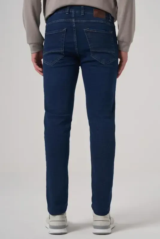 Modazone Erkak Ko'k Denim 5 cho'ntakli Slim Fit Jinsi Shim - 5