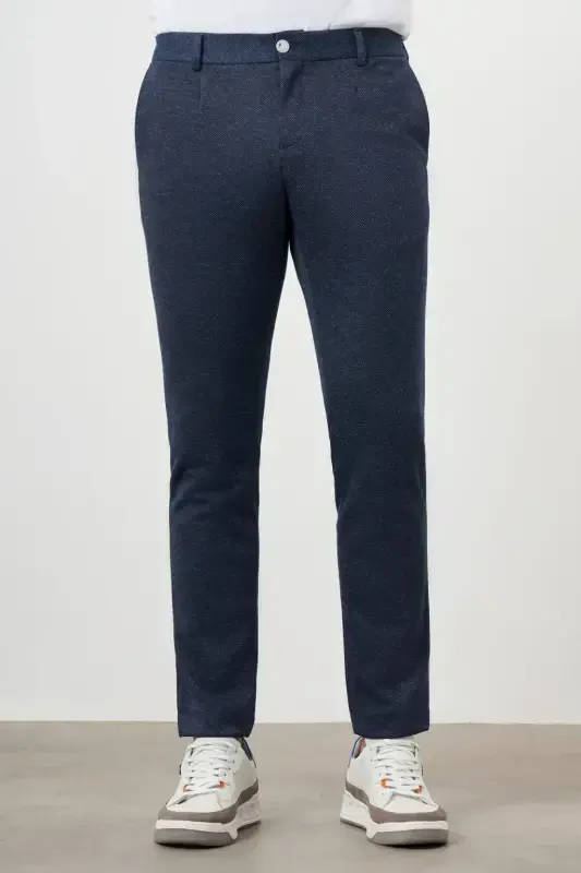 Modazone Erkak Ko'k Poliviskoz Trend Burmali Slim Fit Sport Shim - MORVEN