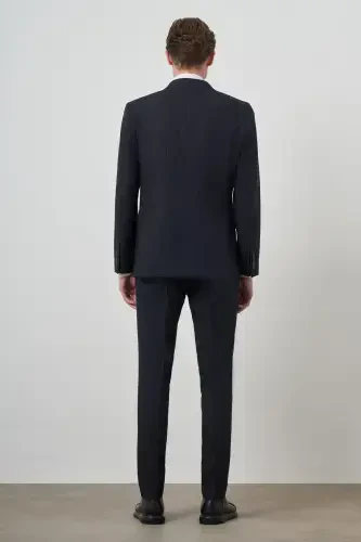 Modazone Erkak ko'k trendli jileti Slim Fit uchli yoqali kostyum - 6