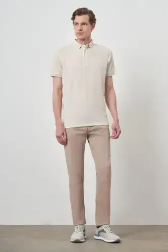 Modazone Erkak Kremrangi Trend Polo Yoqali T-Shirt - 2