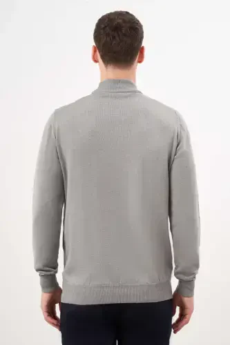 Modazone Erkak Kulrang Basic Yarim Balikchi Yoqa Dynamic Fit Qulay Kesim Triko - 5