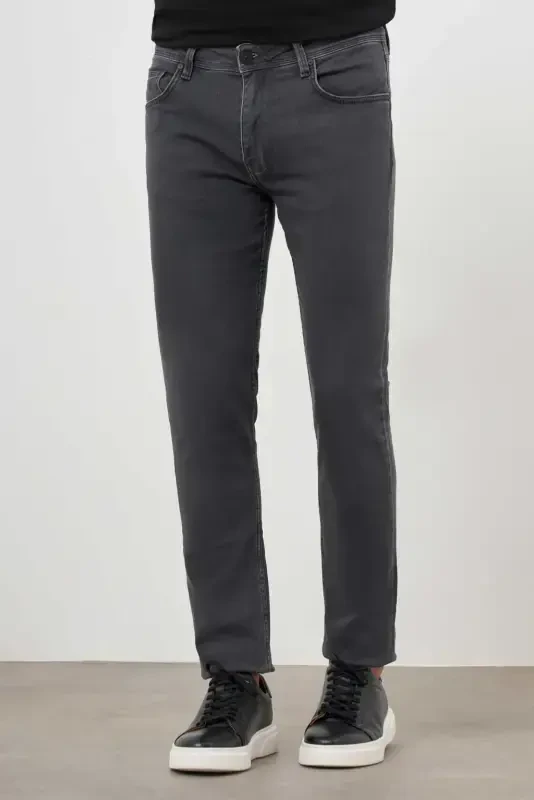 Modazone Erkak Kulrang Denim 5 Cho'ntak Slim Fit Jinsi Shim - 2