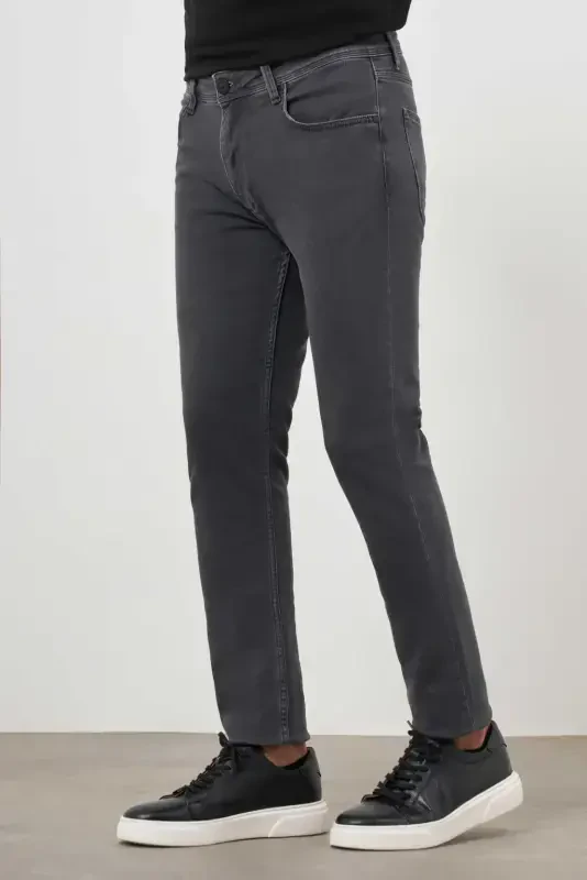 Modazone Erkak Kulrang Denim 5 Cho'ntak Slim Fit Jinsi Shim - 4
