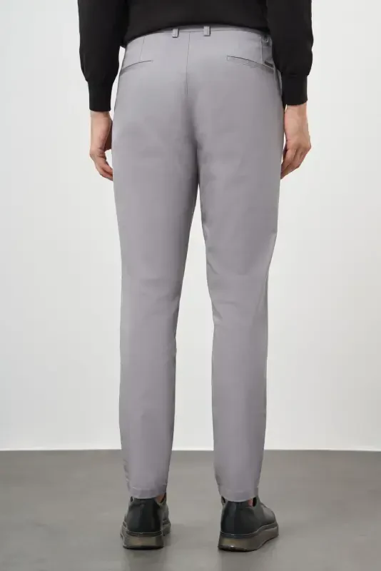 Modazone Erkak Kulrang Paxta Yon Cho'ntak Slim Fit Chino Shim - 5