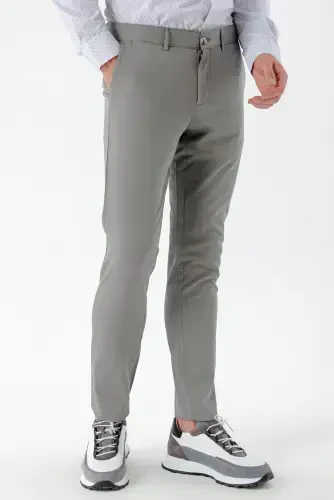 Modazone Erkak Kulrang Piefti Paxta Yon cho'ntak Slim Fit Chino Shim - 4