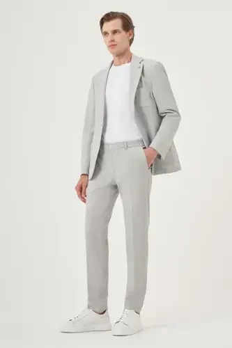 Modazone Erkak Kulrang Poliviscon Trend Chiziqli Slim Fit Mono Yoqa Kostyum - MORVEN (1)