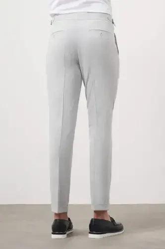 Modazone Erkak Kulrang Poliviskon Trend Pileli Slim Fit Sport Shim - 3