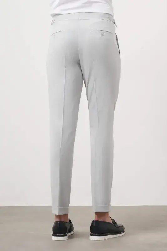 Modazone Erkak Kulrang Poliviskon Trend Pileli Slim Fit Sport Shim - 3