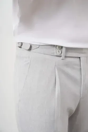 Modazone Erkak Kulrang Poliviskon Trend Pileli Slim Fit Sport Shim - 4