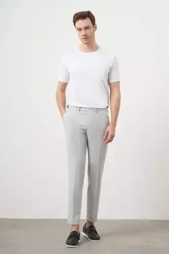 Modazone Erkak Kulrang Poliviskon Trend Pileli Slim Fit Sport Shim - 5