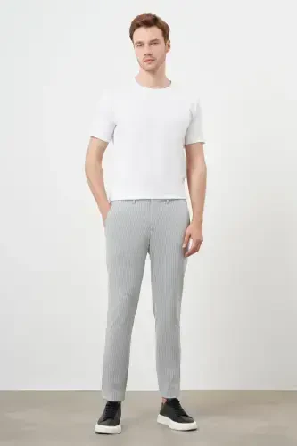 Modazone Erkak kulrang poliviskoz trend chiziqli slim fit trikotaj sport shim - 5