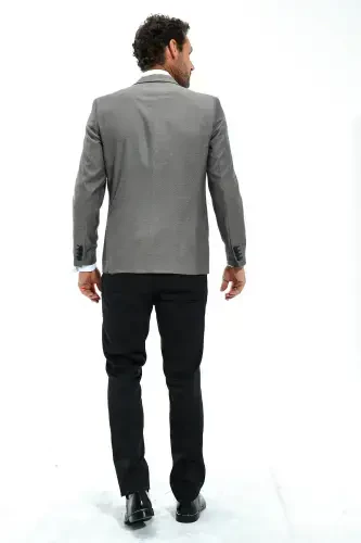 Modazone Erkak kulrang Portofino Slimfit Jakarli smoking - 6