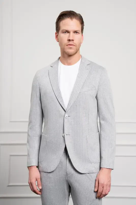 Modazone Erkak Kulrang Trend Slim Fit Mono Yoqa Kostyum - 1