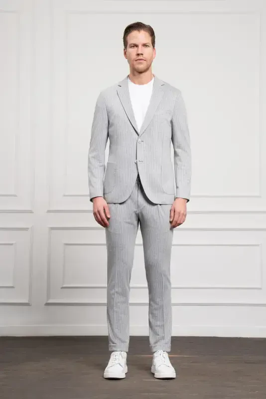 Modazone Erkak Kulrang Trend Slim Fit Mono Yoqa Kostyum - 2