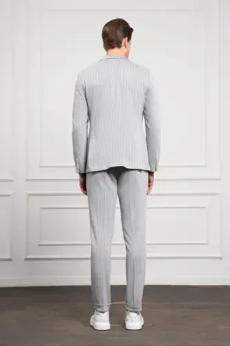 Modazone Erkak Kulrang Trend Slim Fit Mono Yoqa Kostyum - 5