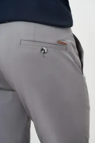 Modazone Erkak Kulrang Yozgi Paxta Yon Cho'ntak Dynamic Fit Chino Shim - 4