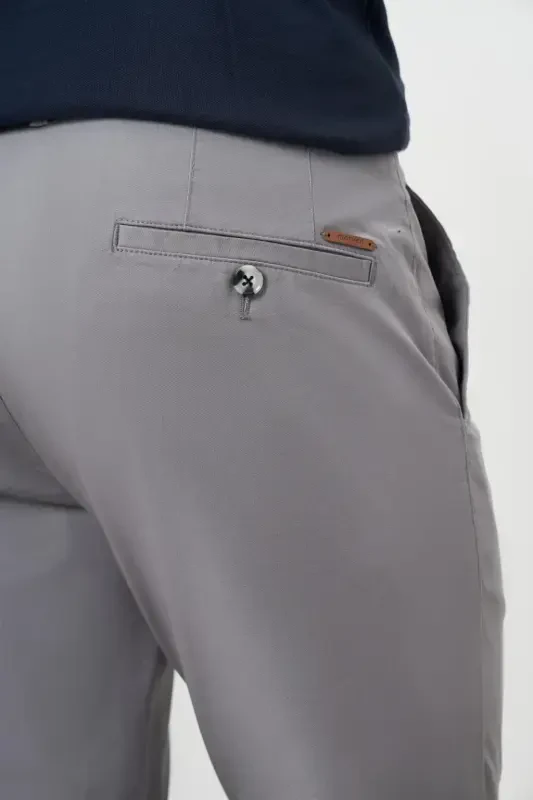Modazone Erkak Kulrang Yozgi Paxta Yon Cho'ntak Dynamic Fit Chino Shim - 4