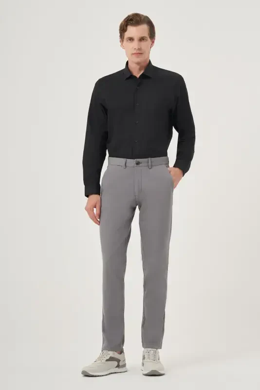 Modazone Erkak Kulrang Yozgi Paxta Yon cho'ntak Slim Fit Chino Shim - 2