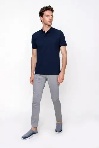 Modazone Erkak Lachivert Basic Polo Yoqa Dynamic Fit T-Shirt - 4