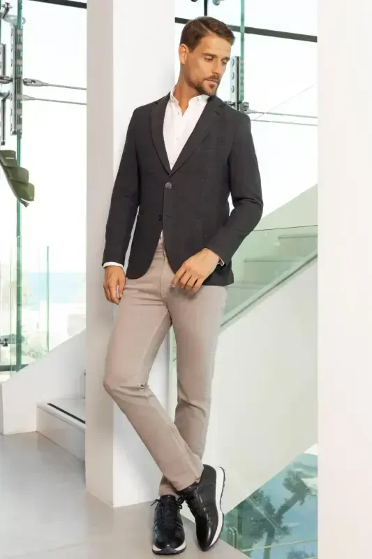 Modazone Erkak Lachivert To'quv Slim Fit Mono Yoqa Ko'ylagi - 4