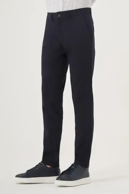 Modazone Erkak Lachivert Yozgi Paxta Yon Cho'ntak Slim Fit Chino Shim - 3