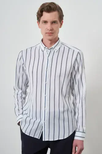 Modazone Erkak Lachivert Zig'ir Dynamic Fit Tugmali Yoqali Ko'ylak 