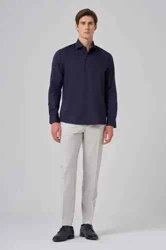 Modazone Erkak Lacivert Paxta Trend Dynamic Fit İtalyan Yoqali Ko'ylak - 4