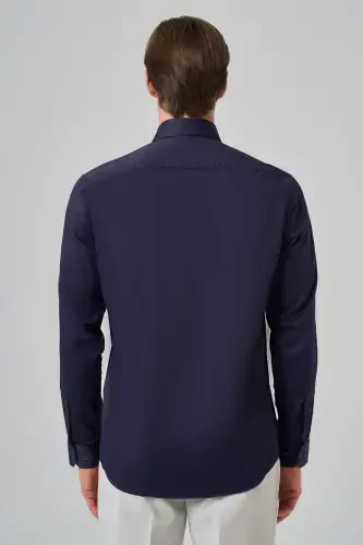 Modazone Erkak Lacivert Paxta Trend Dynamic Fit İtalyan Yoqali Ko'ylak - 5