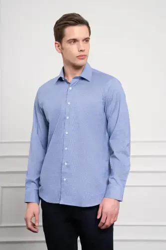 Modazone Erkak Lacivert Paxta Trend Regular Fit Qattiq Yoqali Ko'ylak - 1