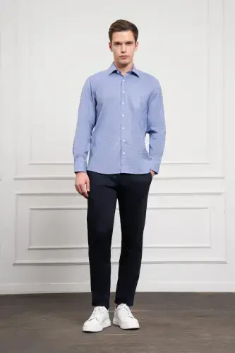 Modazone Erkak Lacivert Paxta Trend Regular Fit Qattiq Yoqali Ko'ylak - 2