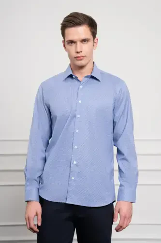 Modazone Erkak Lacivert Paxta Trend Regular Fit Qattiq Yoqali Ko'ylak - 3