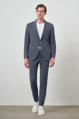 Modazone Erkak Lacivert Poliviskon Trend Chiziqli Slim Fit Mono Yoqa Takim Elbise - MORVEN (1)