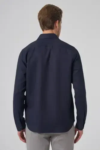 Modazone Erkak Lacivert Trend Dynamic Fit Qattiq Yoqali Ko'ylak - 5