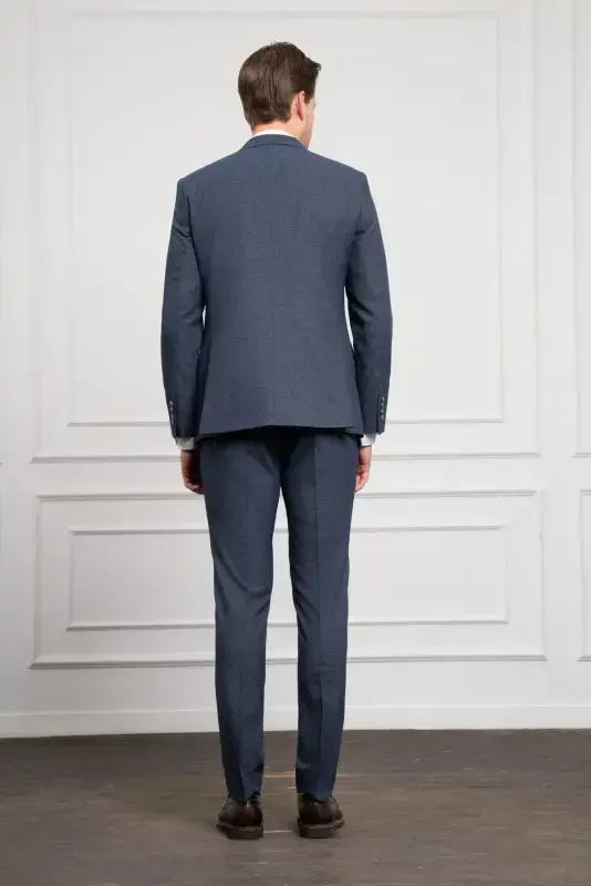 Modazone Erkak Lacivert Trend Slim Fit Sivri Yaka Takim Elbise - 5