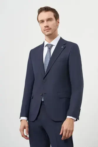 Modazone Erkak Lacivert Yün Slim Fit Mono Yoqa Kostyum - MORVEN (1)