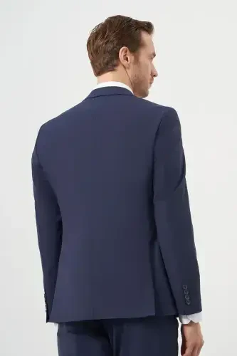 Modazone Erkak Lacivert Yün Slim Fit Mono Yoqa Takım Elbise - 5