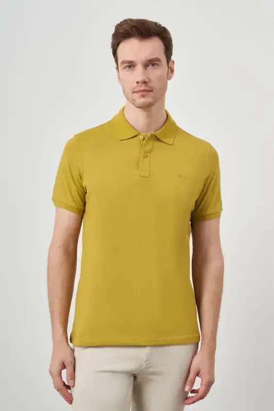 Modazone Erkak Limon Koʻk Basic Polo Yoqali Dynamic Fit T-Shirt - 1