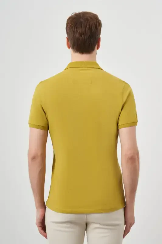 Modazone Erkak Limon Koʻk Basic Polo Yoqali Dynamic Fit T-Shirt - 5